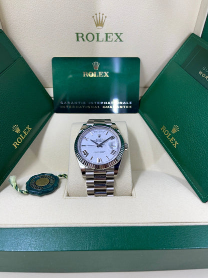 RLX Day-Date 40MM Or Blanc Et Cadran Blanc President Ceinture