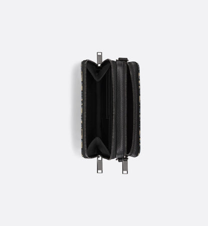Pochette zippée à bandoulière Toile jacquard Dior Oblique noir - #2