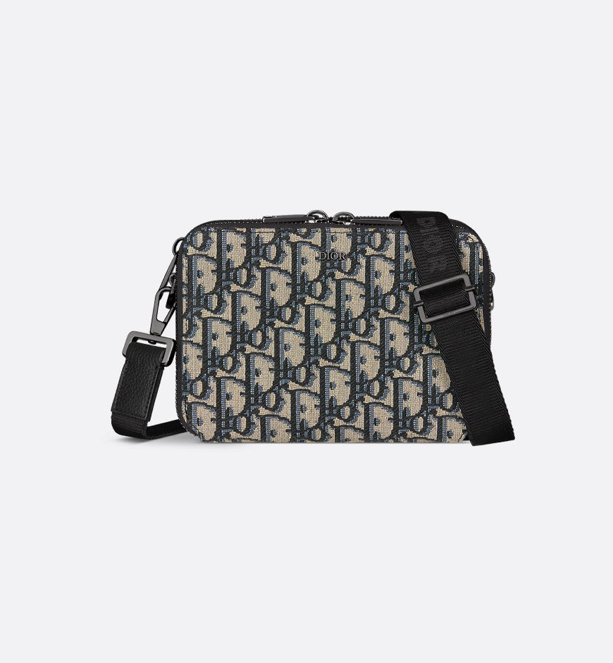 Pochette zippée à bandoulière Noir et Beige