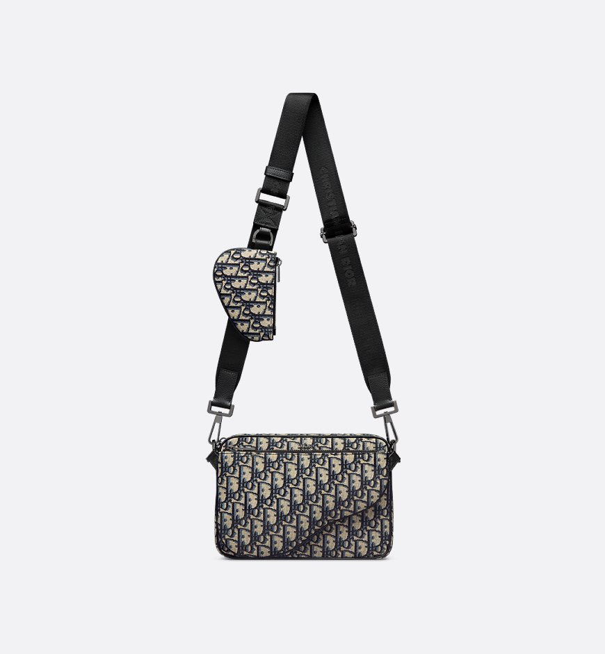 Triple Pouch Saddle Noir et Beige