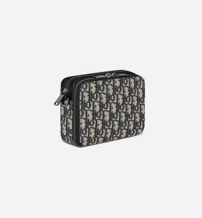 Pochette zippée à bandoulière Toile jacquard Dior Oblique noir - #2