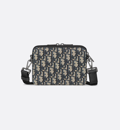 Pochette zippée à bandoulière Toile jacquard Dior Oblique noir - #2