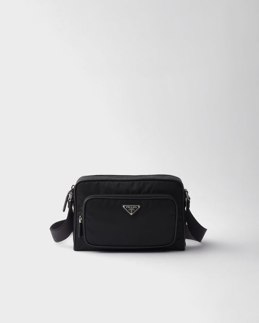 Petit sac porté épaule en Re-Nylon et cuir Saffia