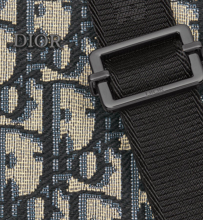 Pochette zippée à bandoulière Toile jacquard Dior Oblique noir - #2