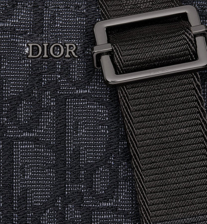 Pochette zippée à bandoulière
Toile jacquard Dior Oblique noir - #1