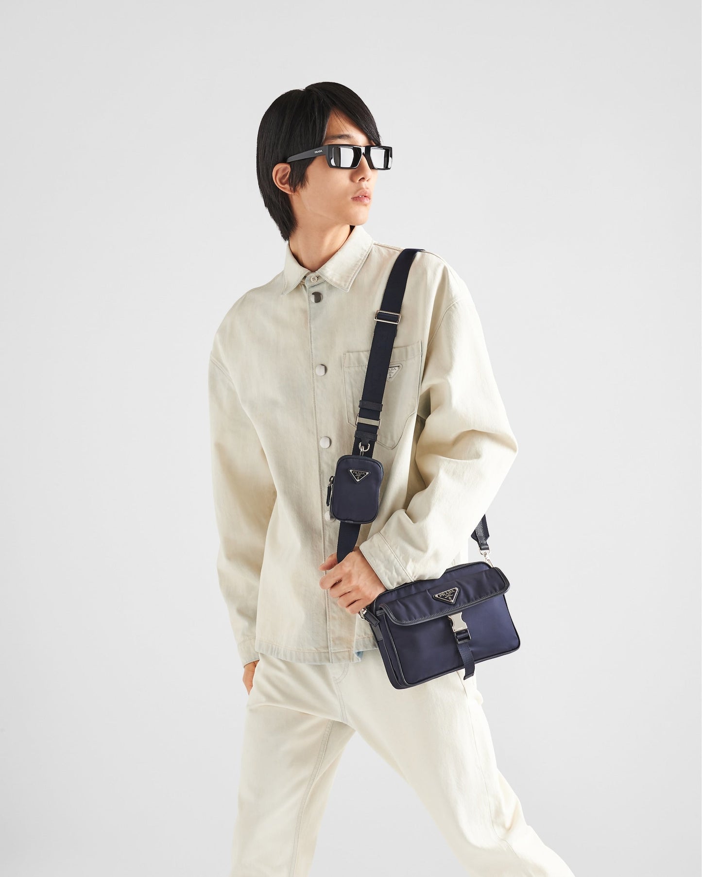 Sac porté épaule en Re-Nylon et cuir Saffiano - #3