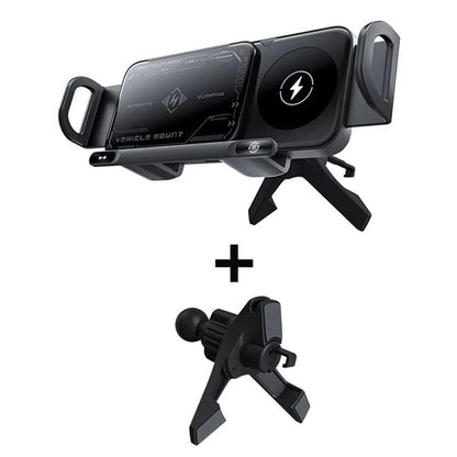 Foldable Car Phone Holder – Auto Clamp & Fast Wireless Charging