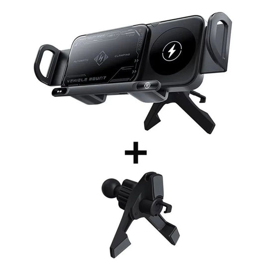 Foldable Car Phone Holder – Auto Clamp & Fast Wireless Charging