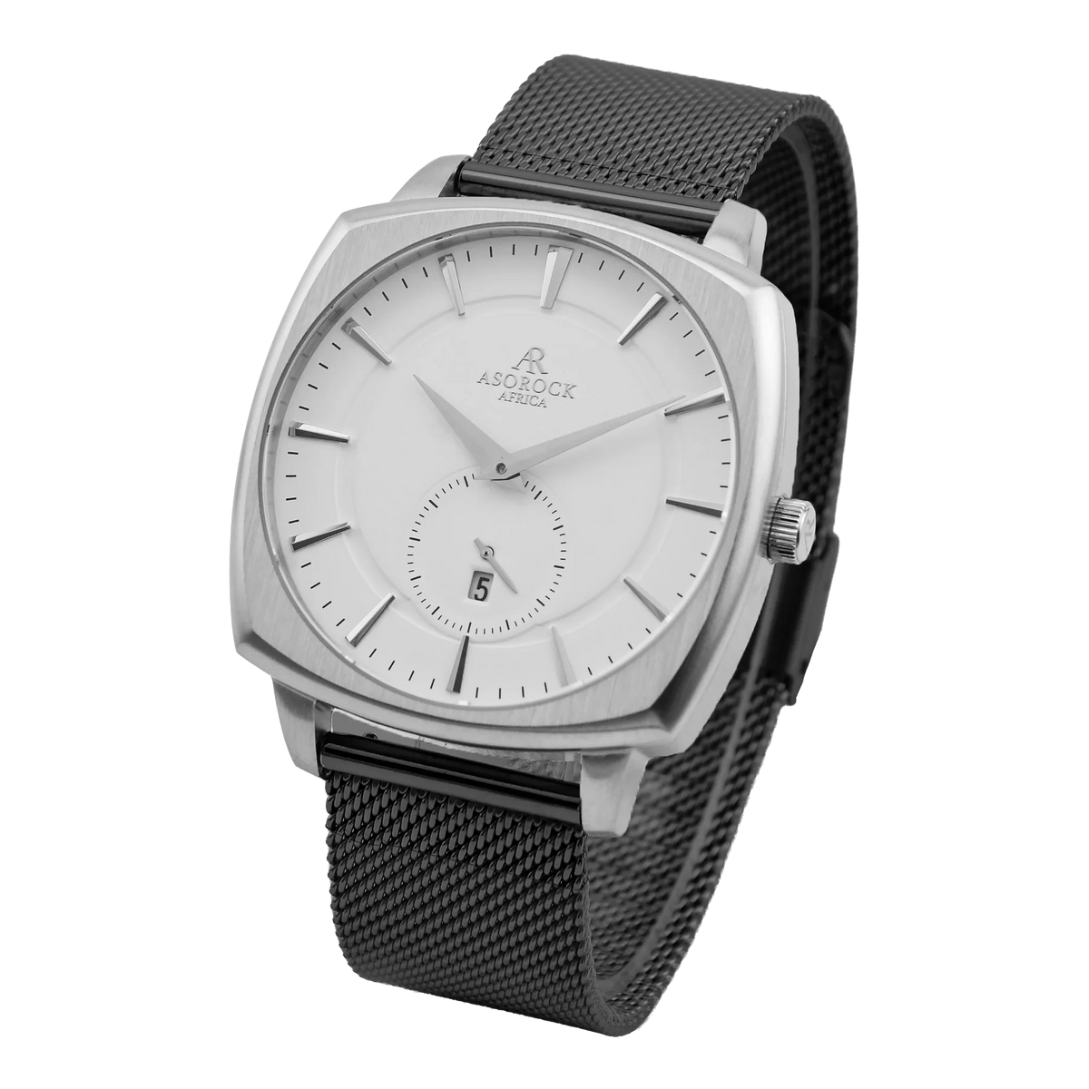 Silver/White Monolith (black mesh strap)