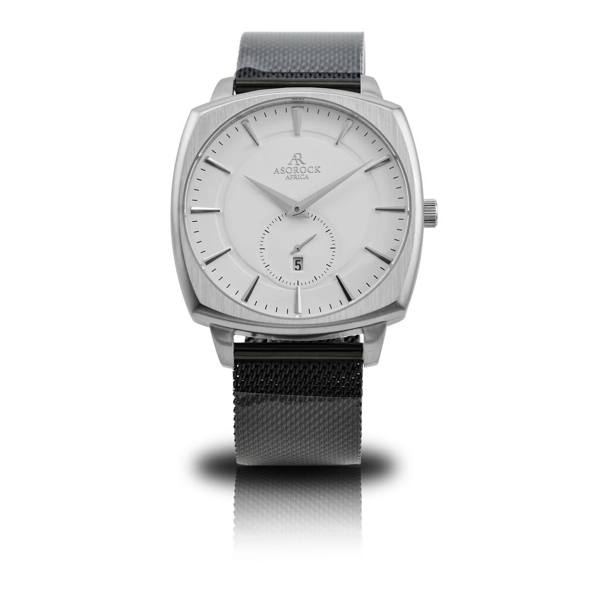 Silver/White Monolith (black mesh strap)
