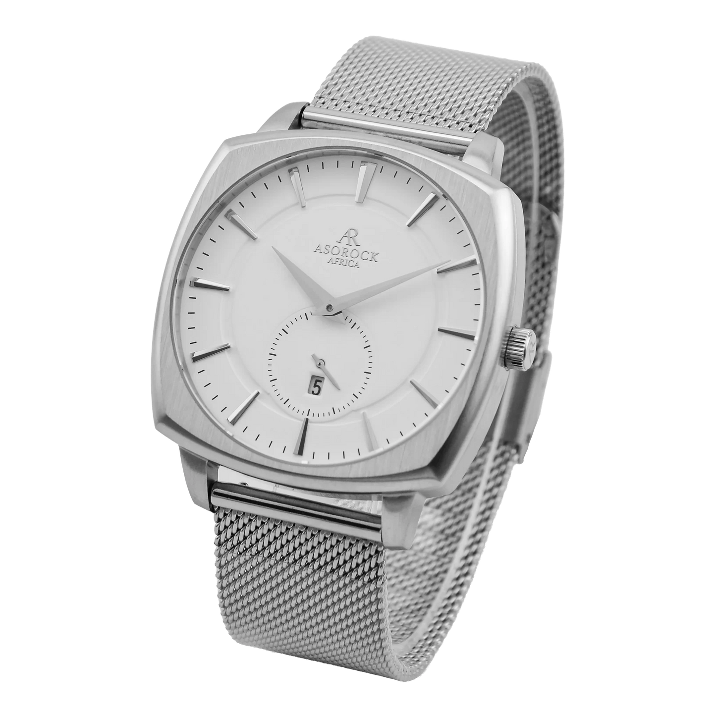 Silver/White Monolith (silver mesh strap)