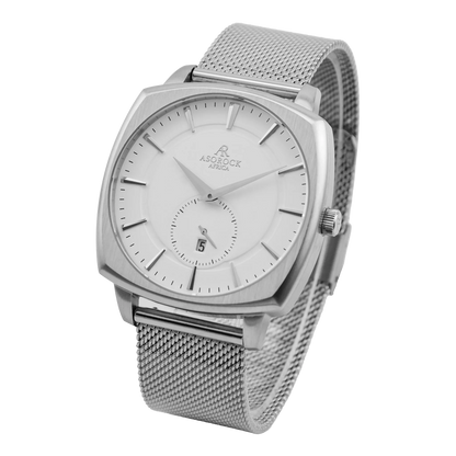 Silver/White Monolith (silver mesh strap)