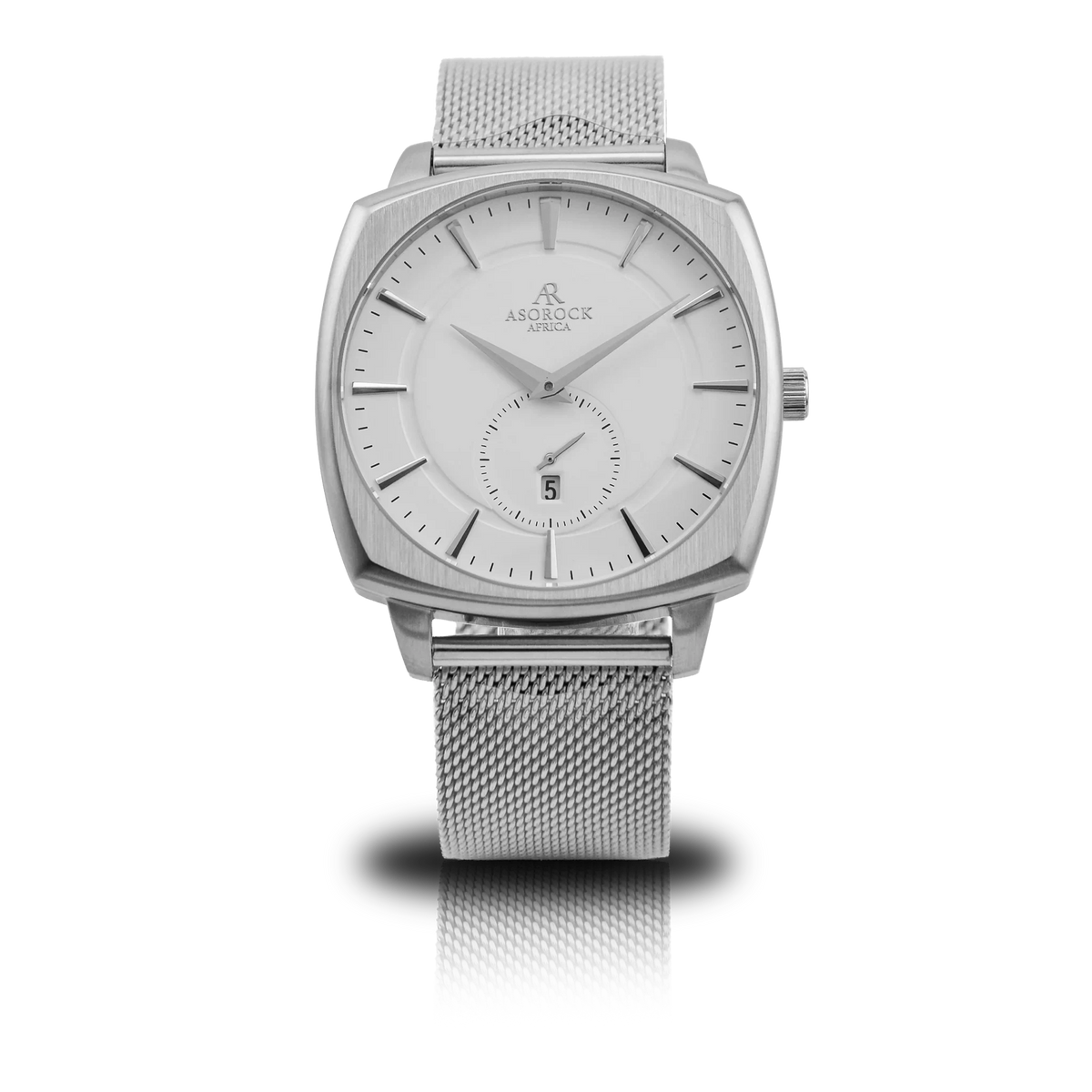 Silver/White Monolith (silver mesh strap)