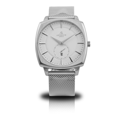 Silver/White Monolith (silver mesh strap)