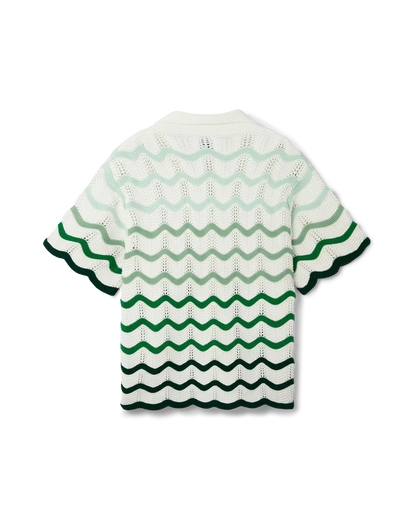 Wavy Gradient Crochet Shirt - casablanca
