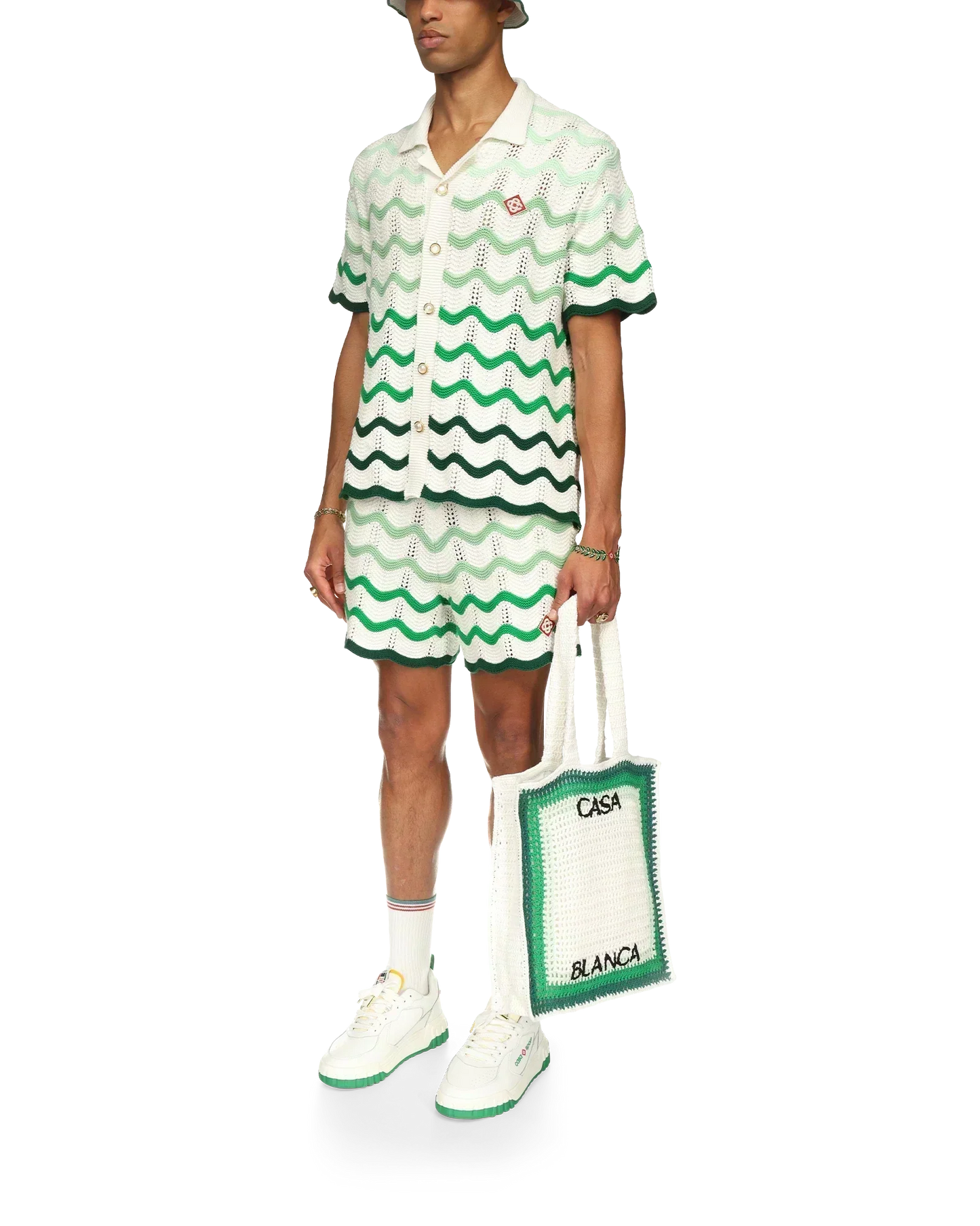 Wavy Gradient Crochet Shirt - casablanca