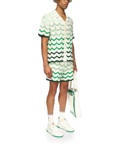Wavy Gradient Crochet Shirt - casablanca
