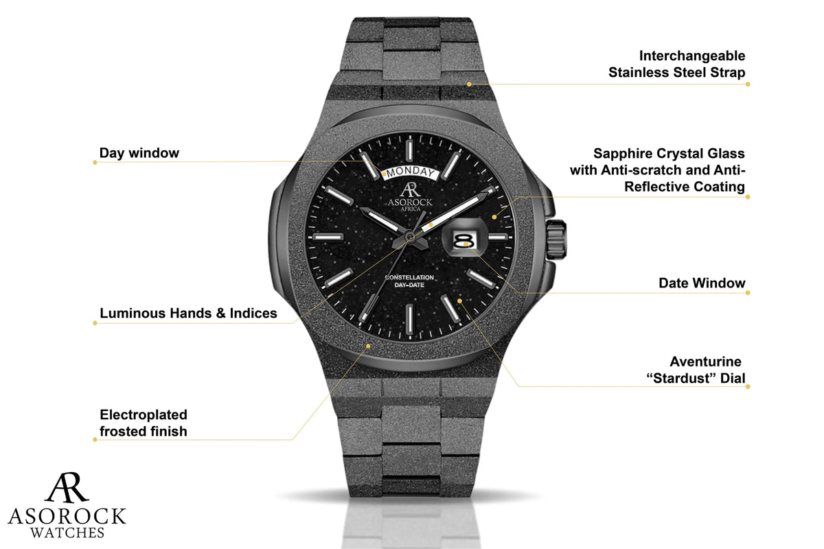 All Black frosted stardust Constellation Day-Date