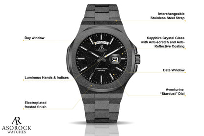 All Black frosted stardust Constellation Day-Date