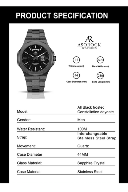 All Black frosted stardust Constellation Day-Date