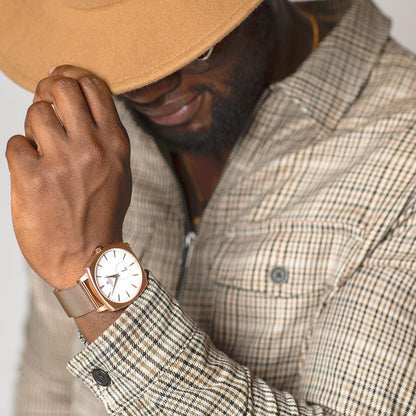 RoseGold/White Monolith (rosegold mesh strap)