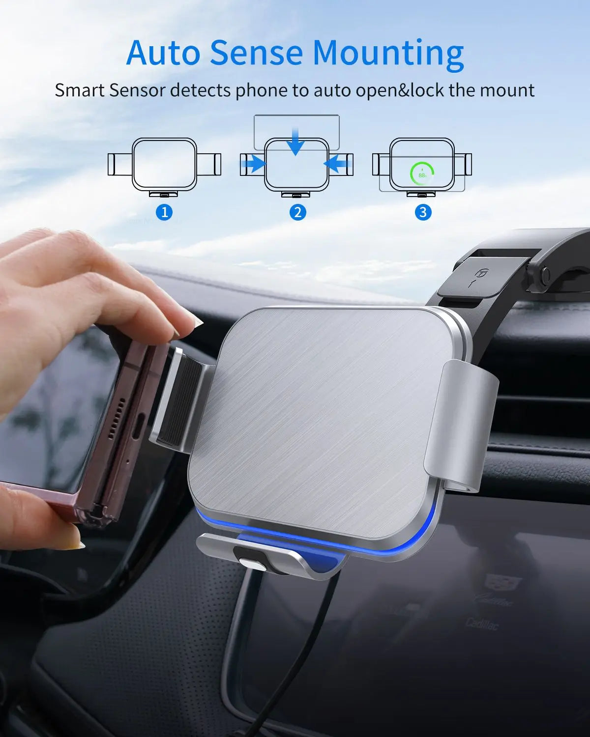 ChargeClamp Pro™ Z Fold Wireless Auto-Clamping Car Charger