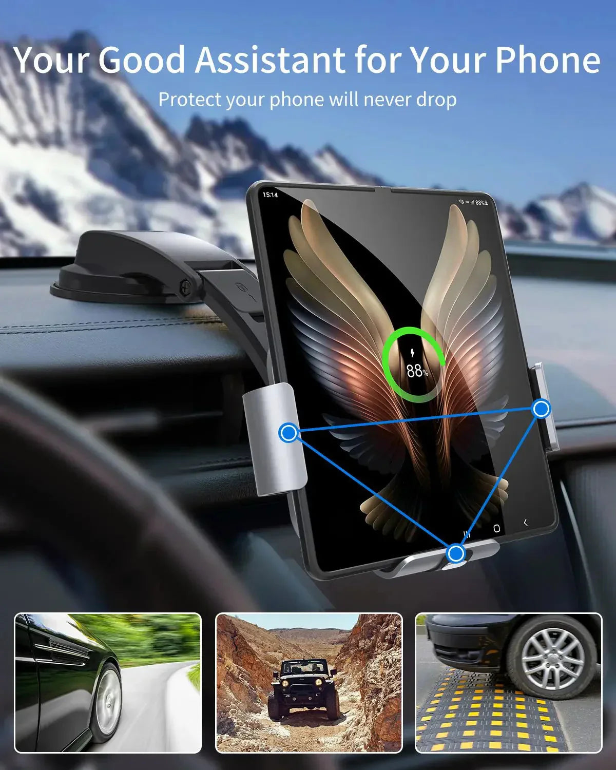ChargeClamp Pro™ Z Fold Wireless Auto-Clamping Car Charger