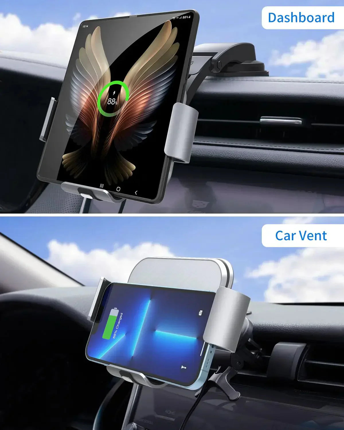 ChargeClamp Pro™ Z Fold Wireless Auto-Clamping Car Charger