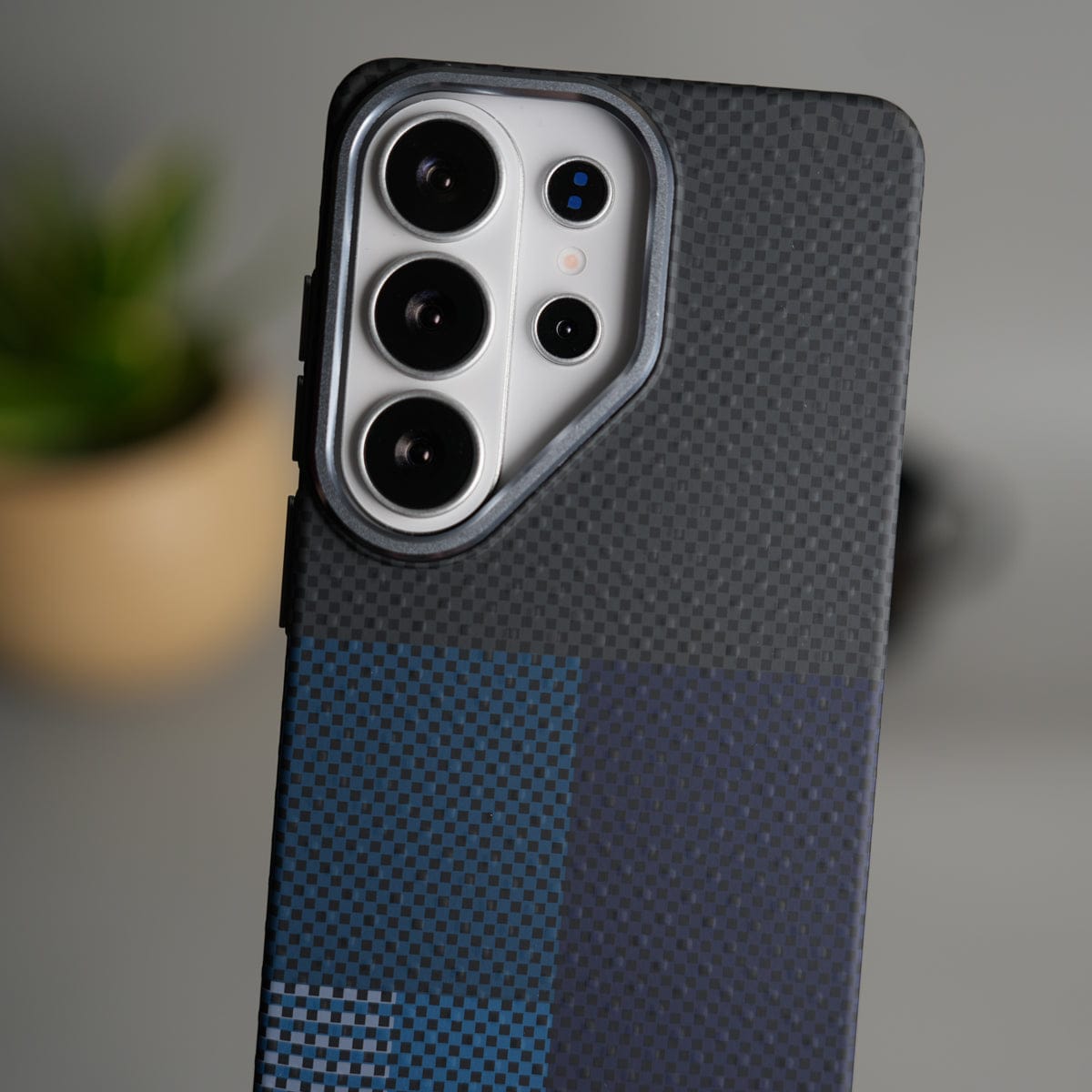 Galaxy S26 Ultra Carbon Fiber Texture Design Hard Pc MagSafe Case Cover BlueMix Design