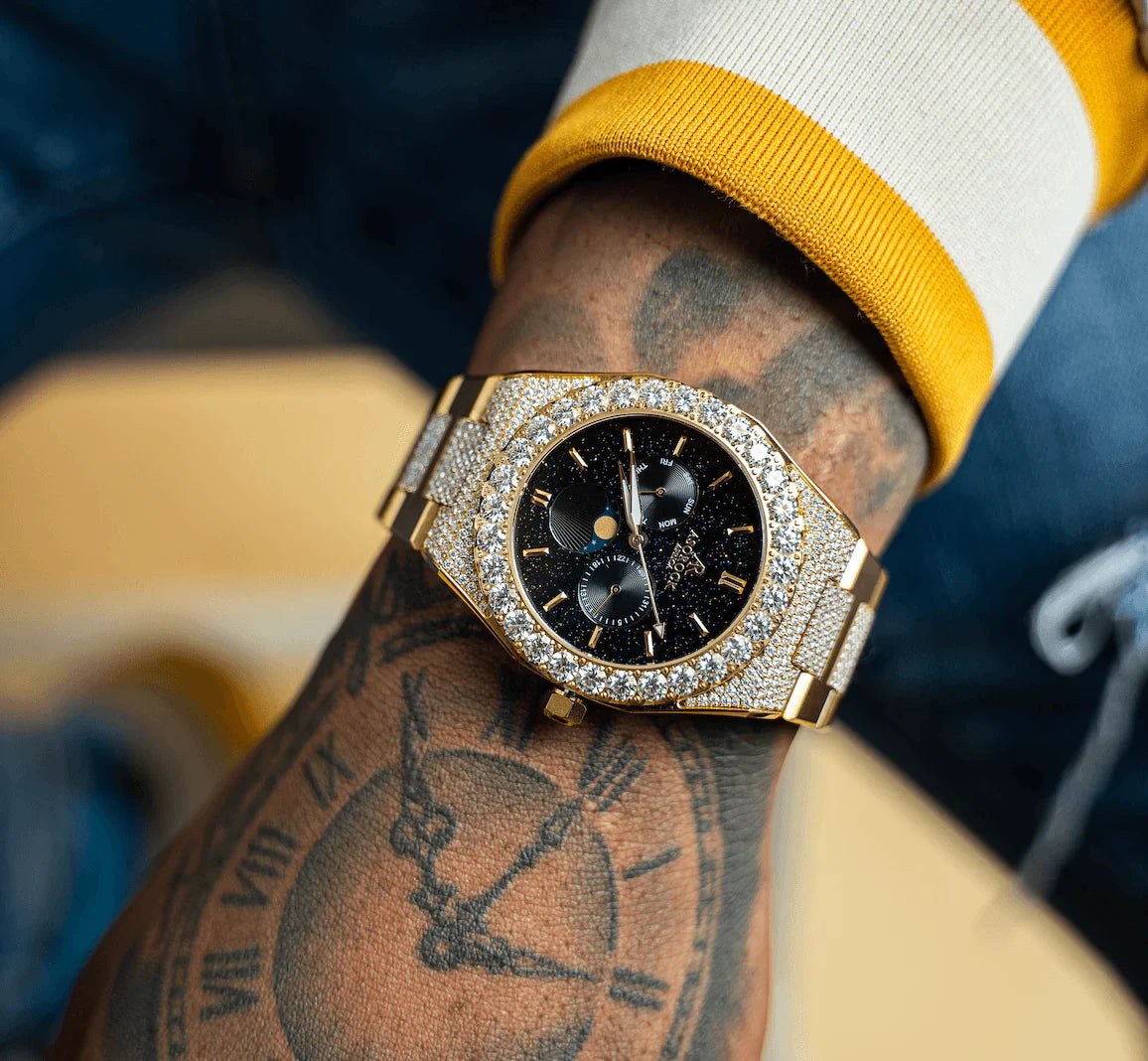 Iced transporter - Big diamond bezel - Half iced strap