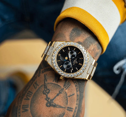 Iced transporter - Big diamond bezel - Half iced strap