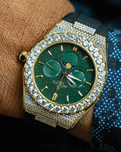 Iced transporter - Big diamond bezel - rubber strap