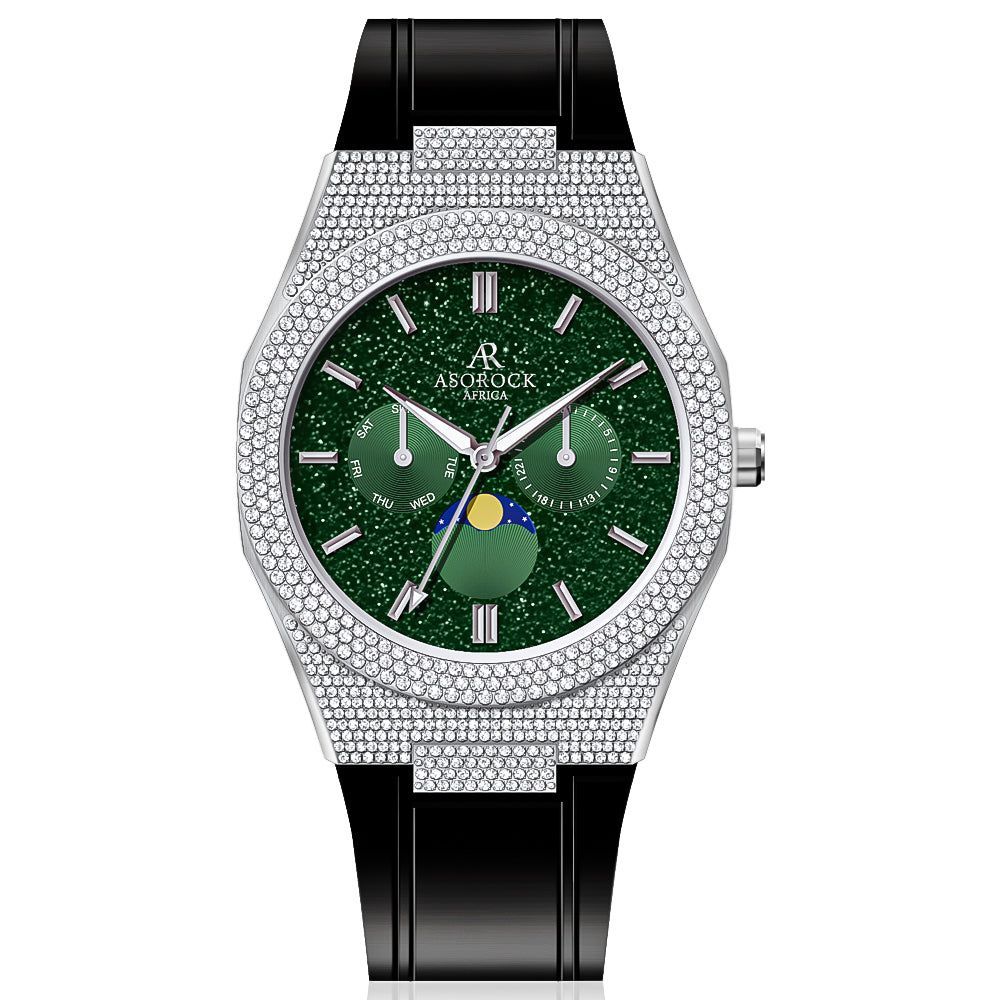 Iced transporter - small diamond bezel - rubber strap