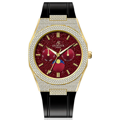 Iced transporter - small diamond bezel - rubber strap