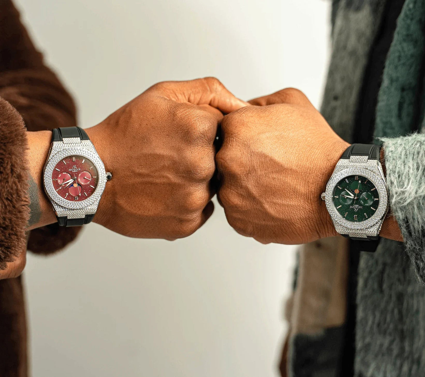Iced transporter - small diamond bezel - rubber strap