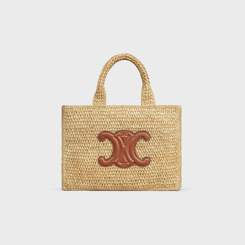 C­eli­ne - Small Cabas Thais Raffia Calfskin Top