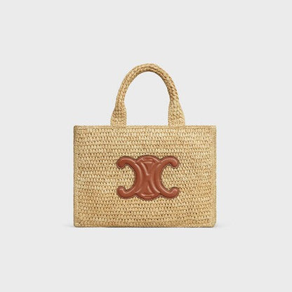 C­eli­ne - Small Cabas Thais Raffia Calfskin Top