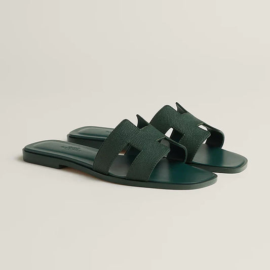 Hermes - Claquettes Vert Bouteille