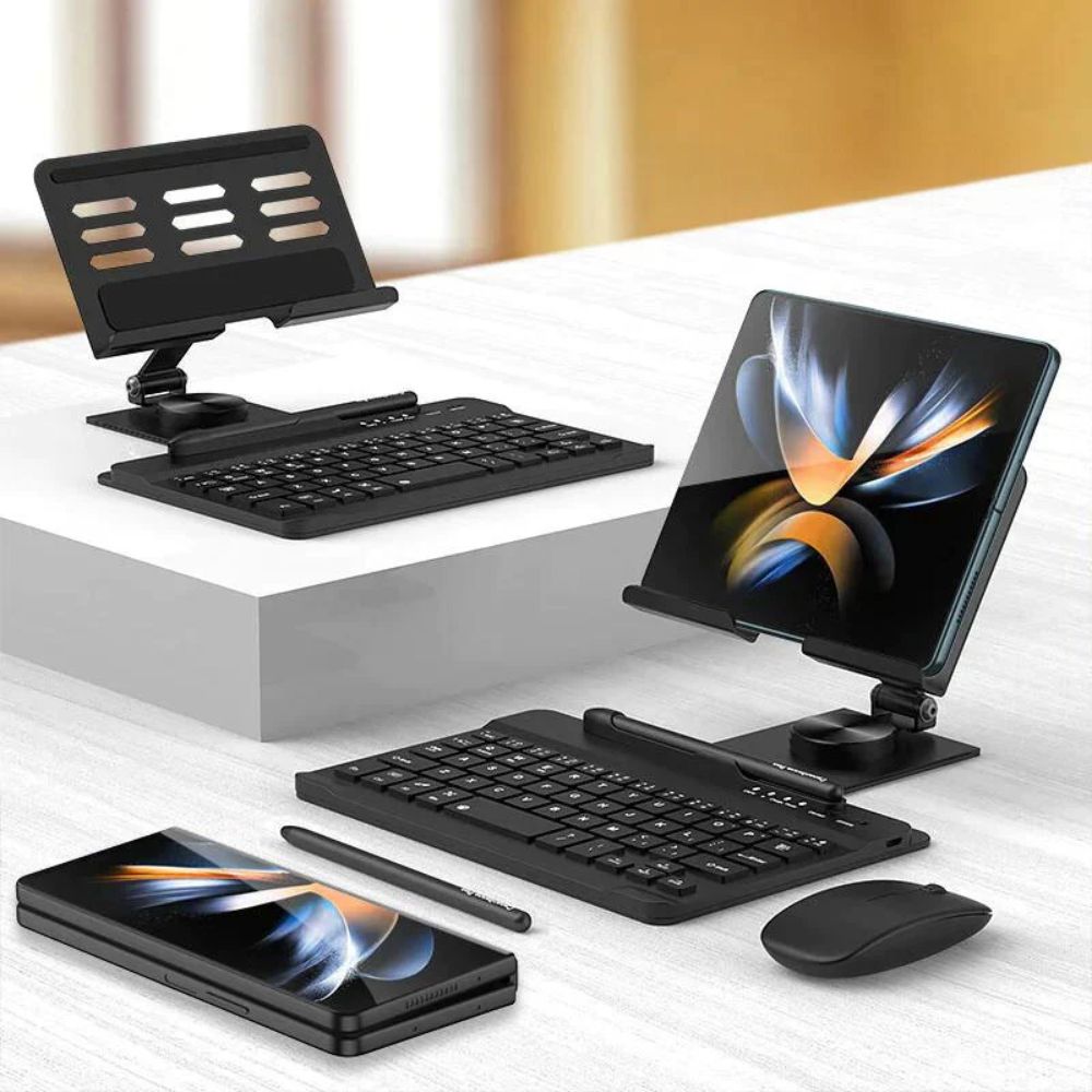 WorkDesk Pro™ Z Fold Wireless Keyboard & 360° Multi-Angle Stand Set