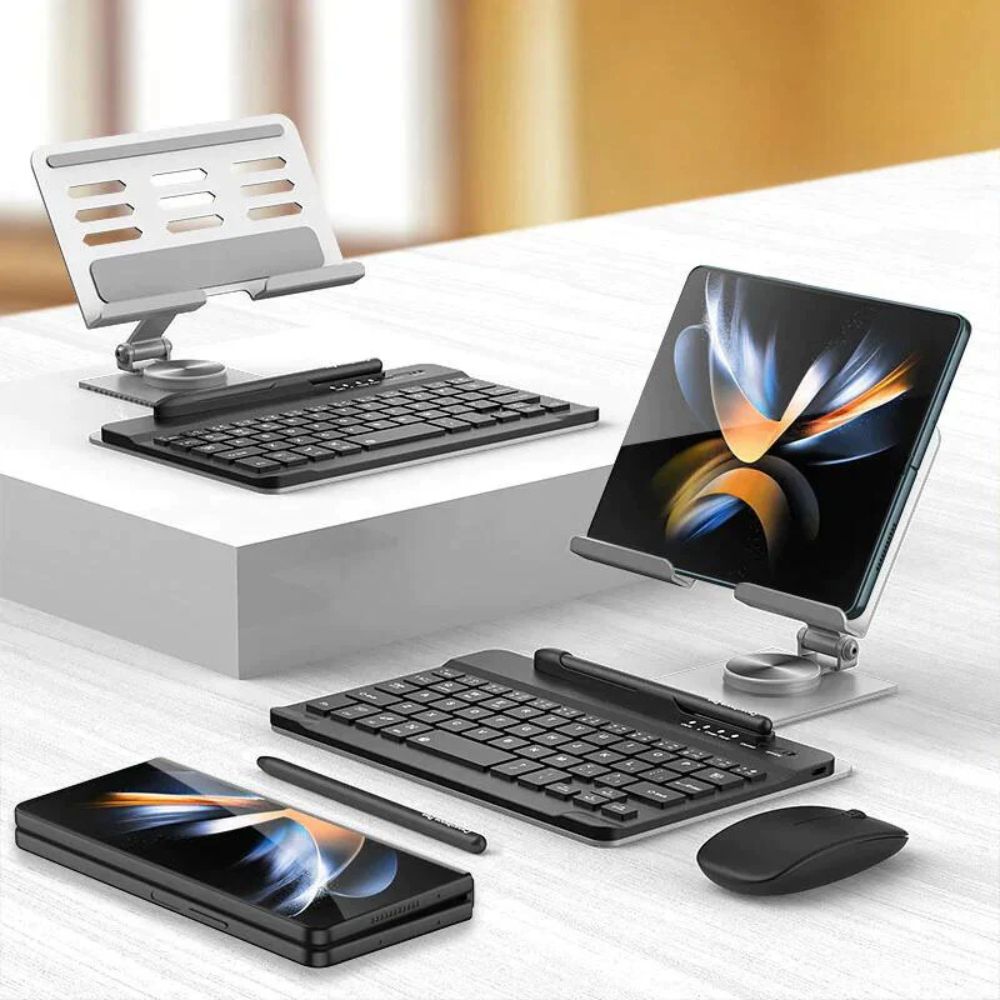 WorkDesk Pro™ Z Fold Wireless Keyboard & 360° Multi-Angle Stand Set